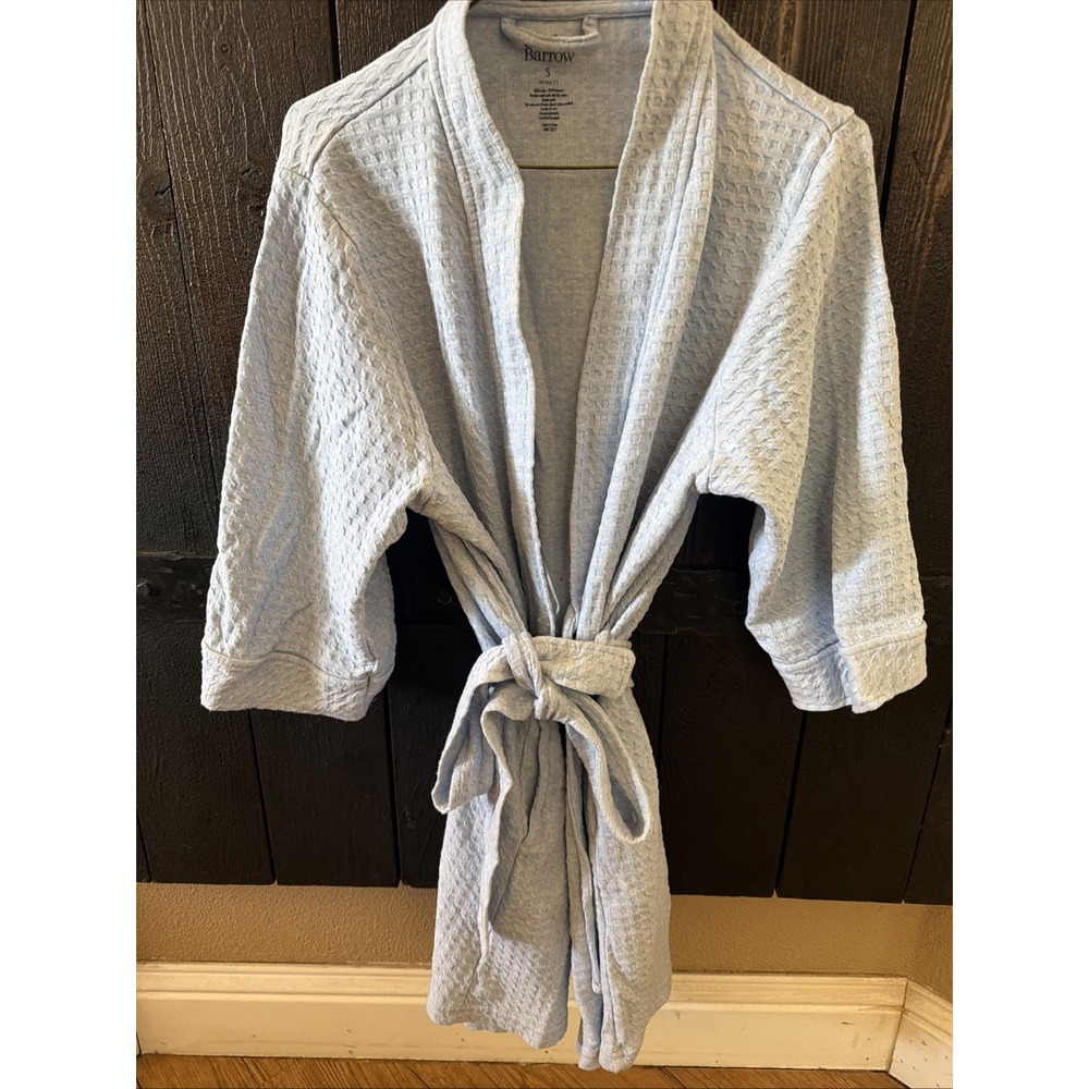 Croft & Barrow Womens Small Blue Waffle-Knit Kimono Cotton Blend Robe Mid Length
